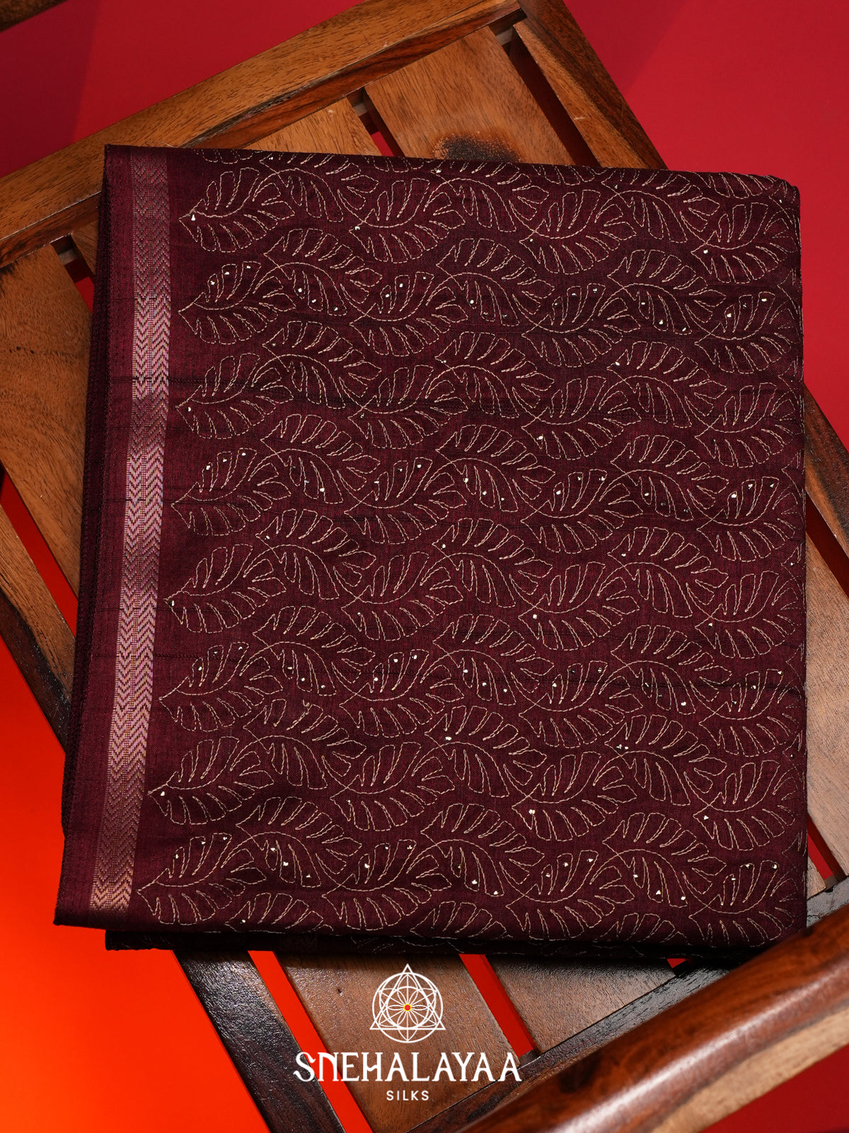 Maroon Tussar Saree
