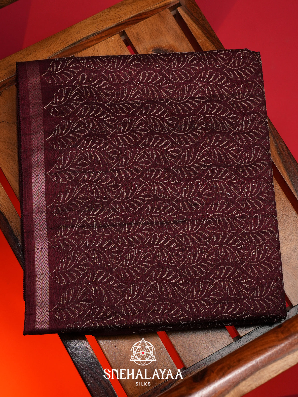 Maroon Tussar Saree