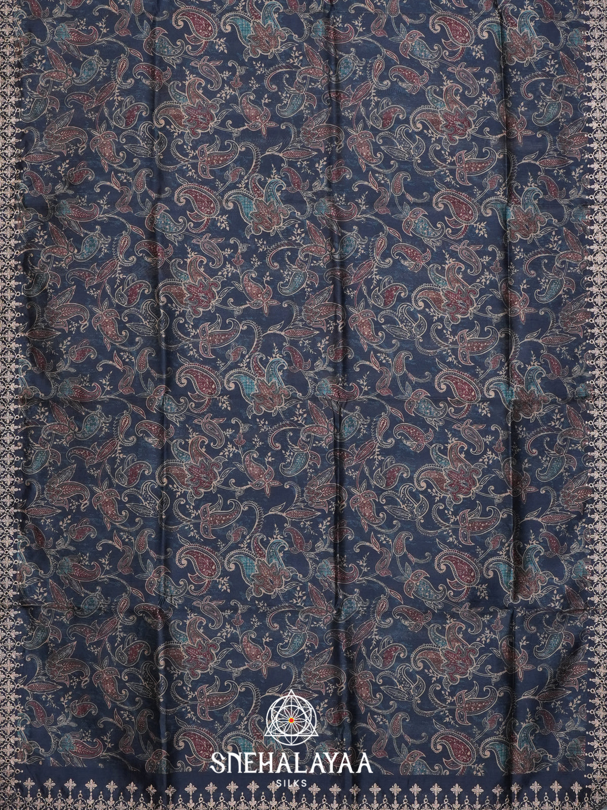 Navy Blue Tussar Saree
