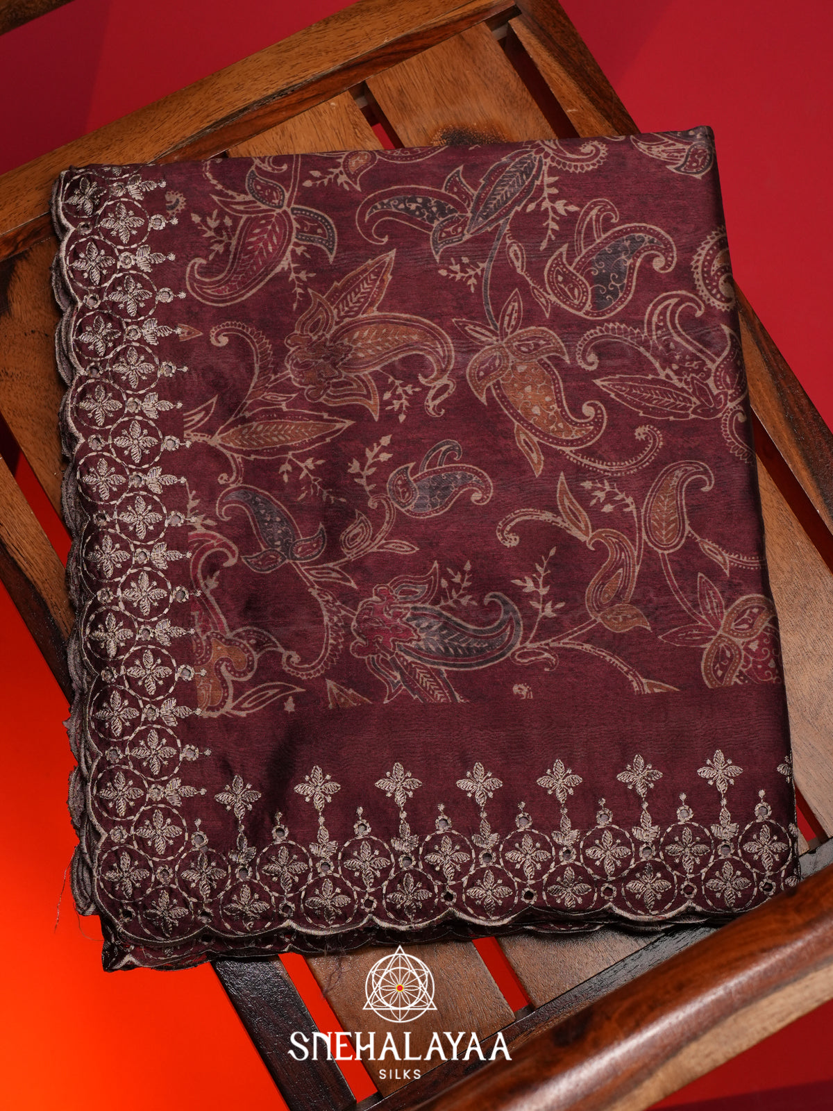 Maroon Tussar Saree