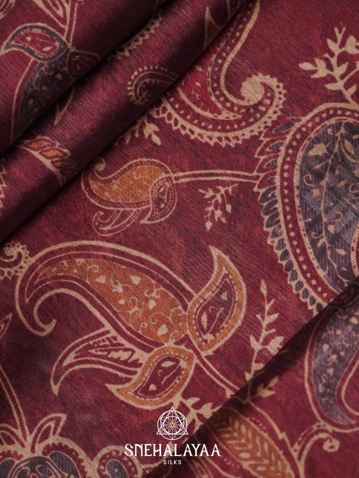 Maroon Tussar Saree