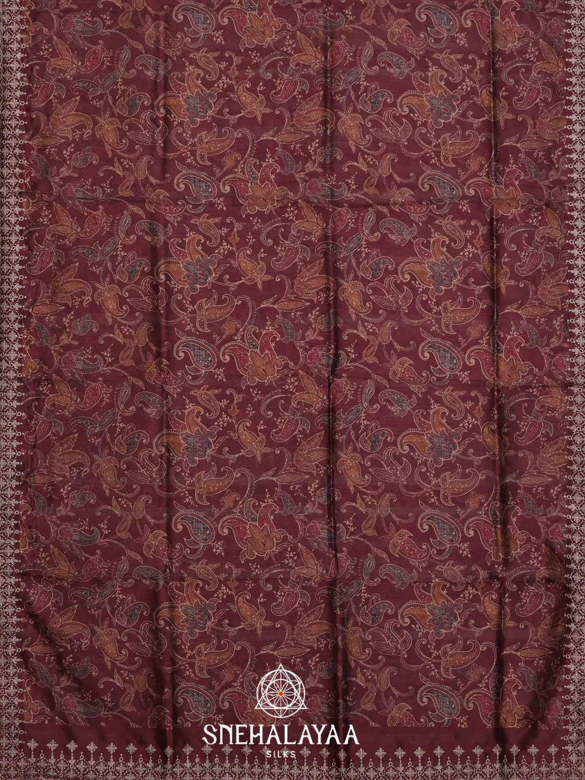 Maroon Tussar Saree