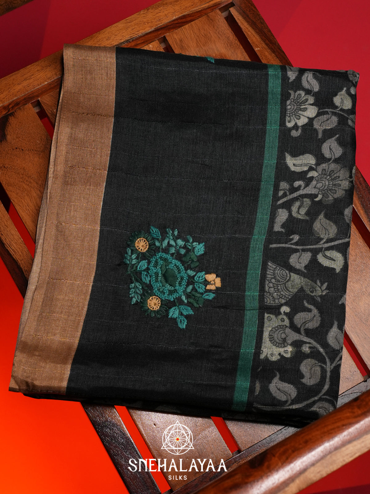 Black Tussar Saree