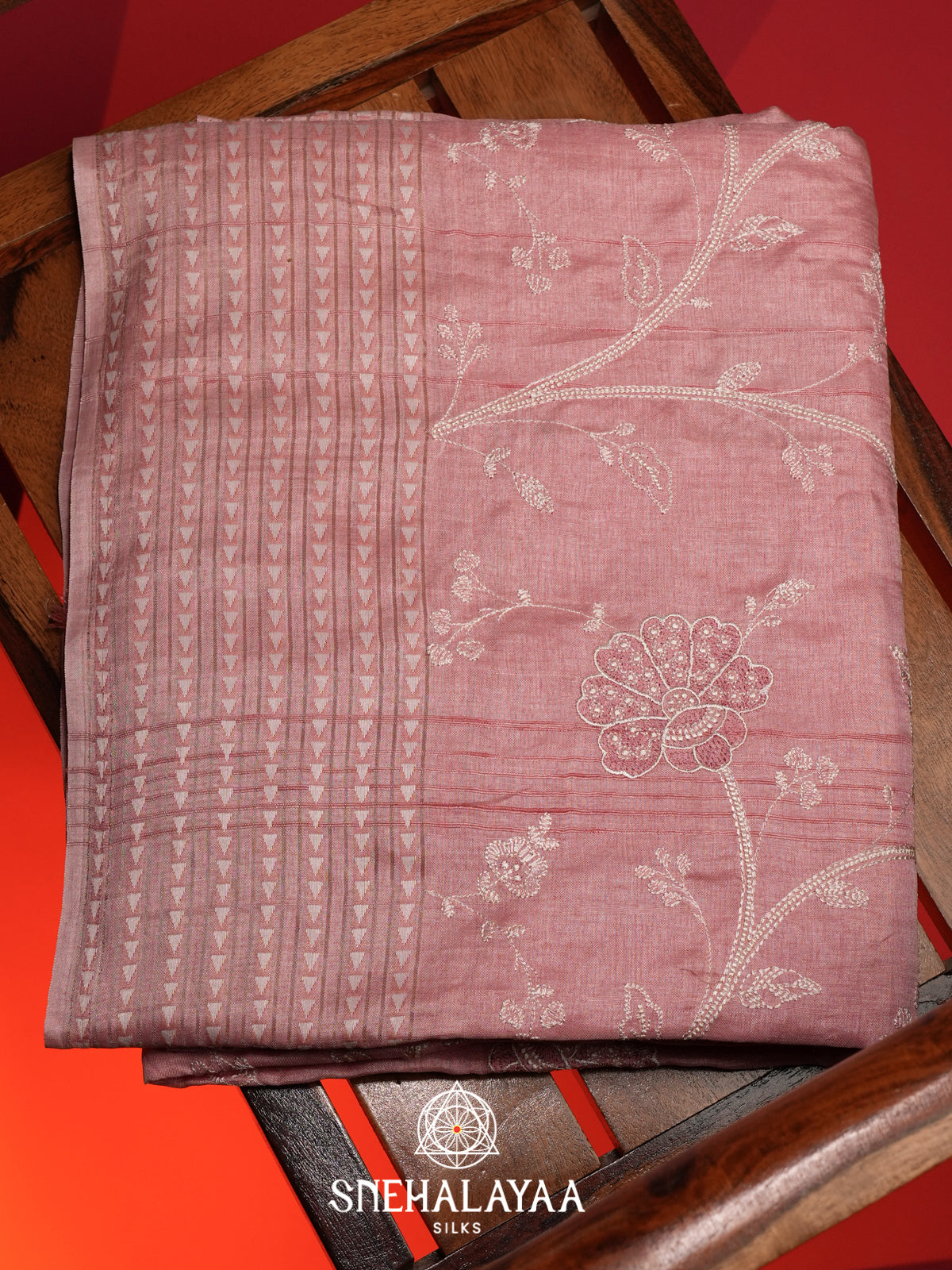 Baby Pink Tussar Saree