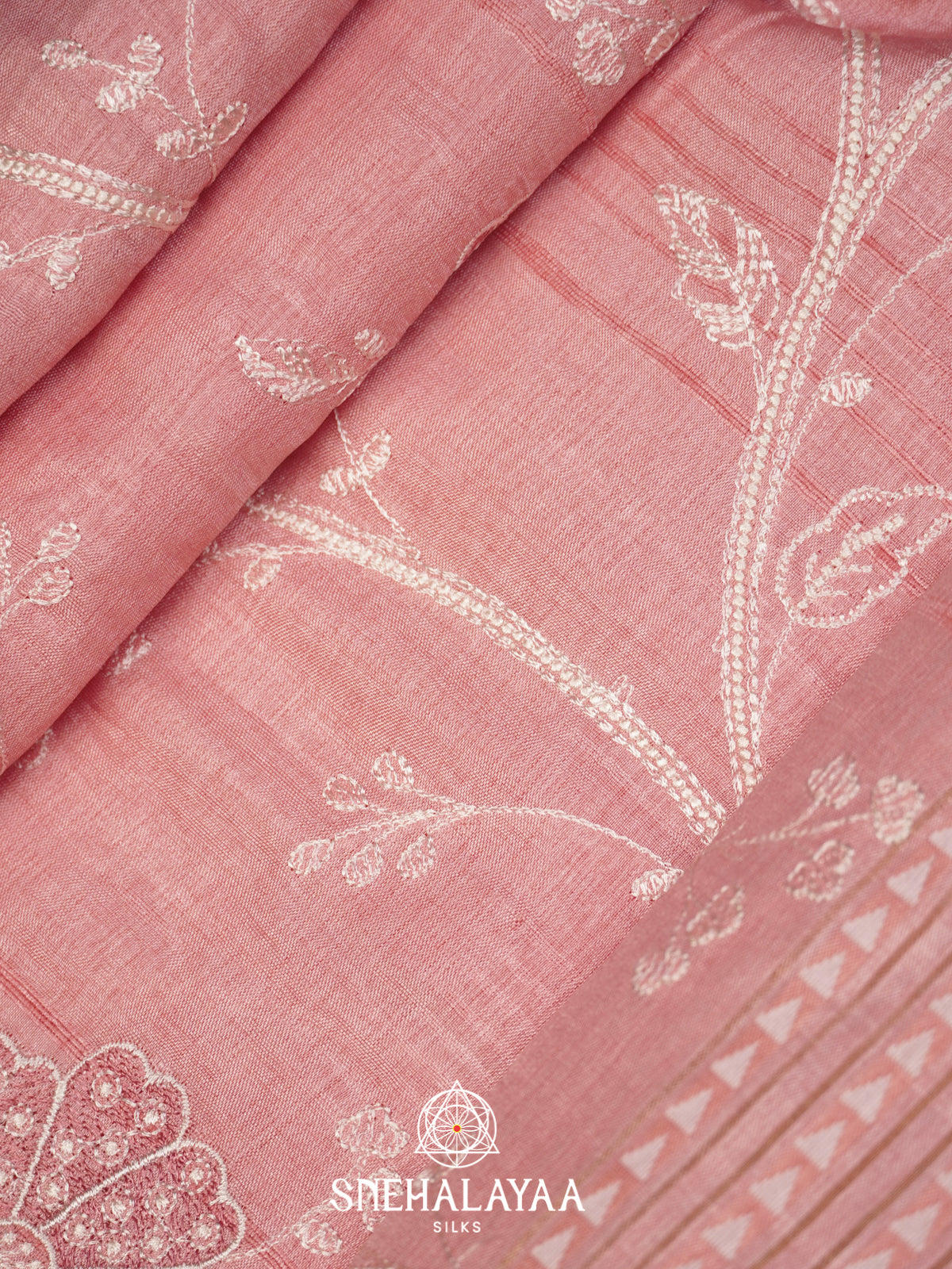 Baby Pink Tussar Saree