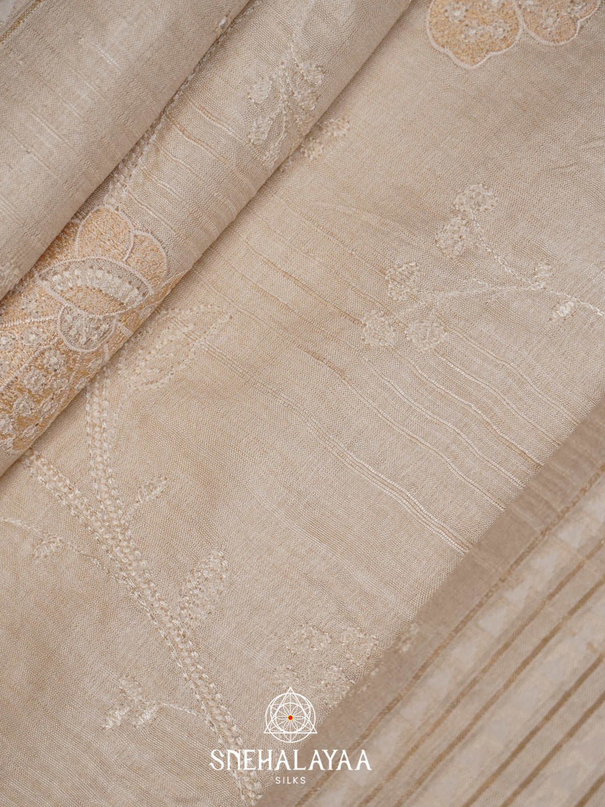 Cream Tussar Saree