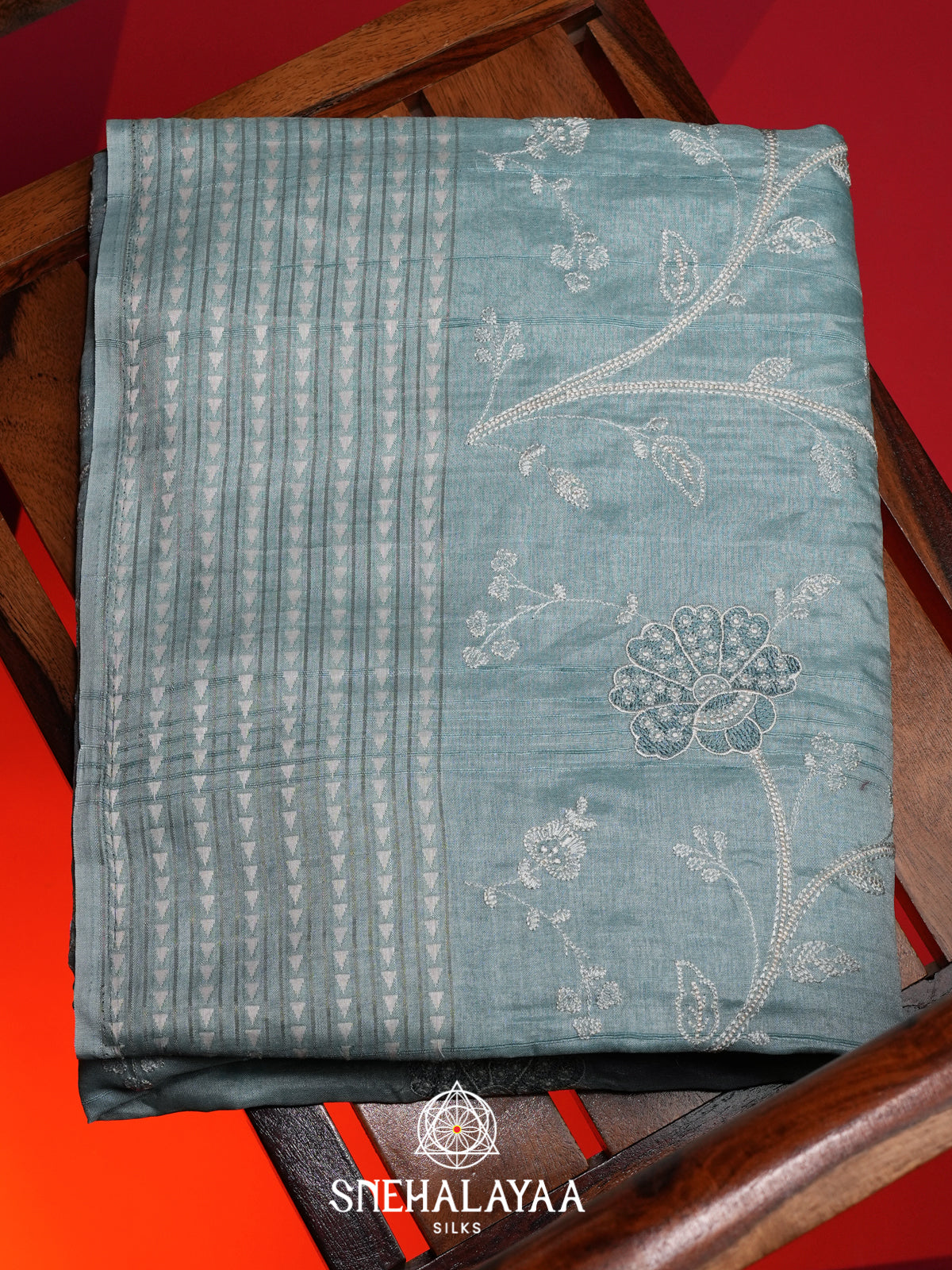 Powder Blue Tussar Saree