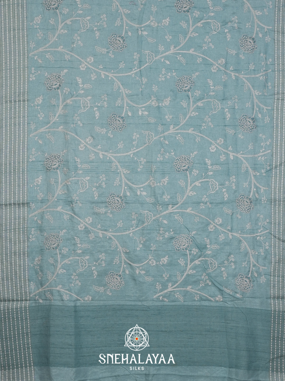 Powder Blue Tussar Saree