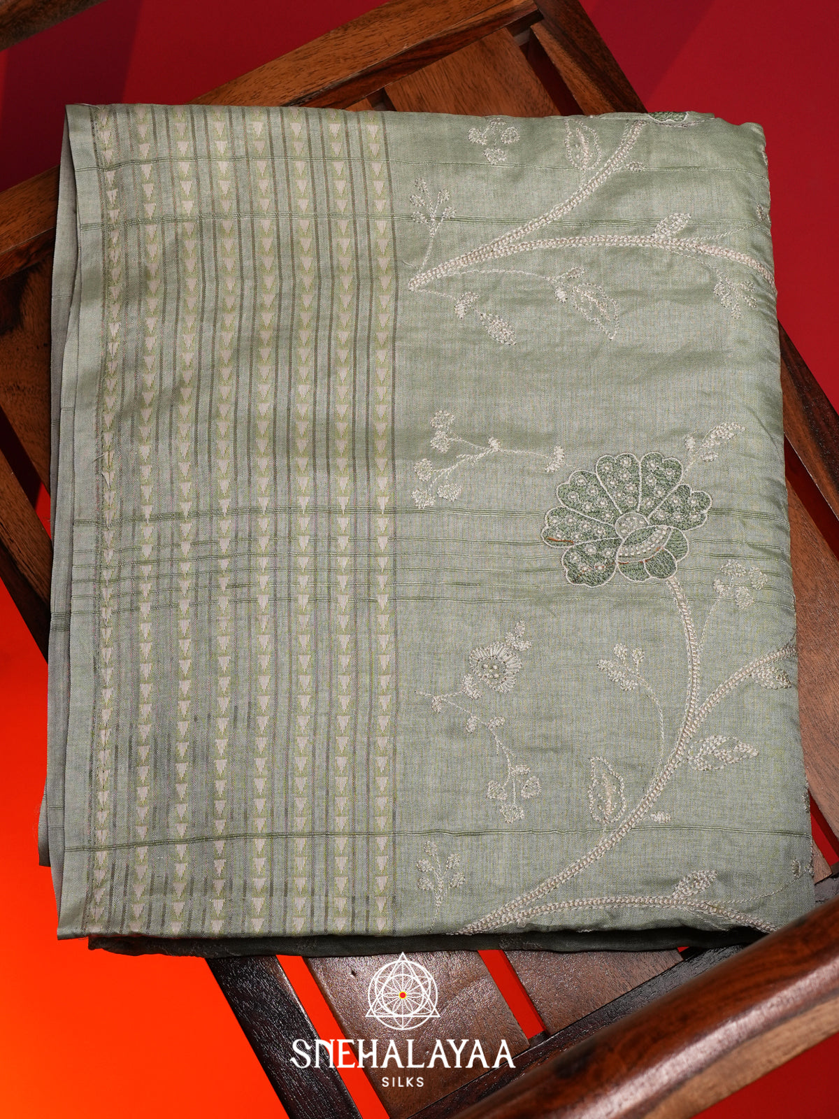 Sage Green Tussar Saree