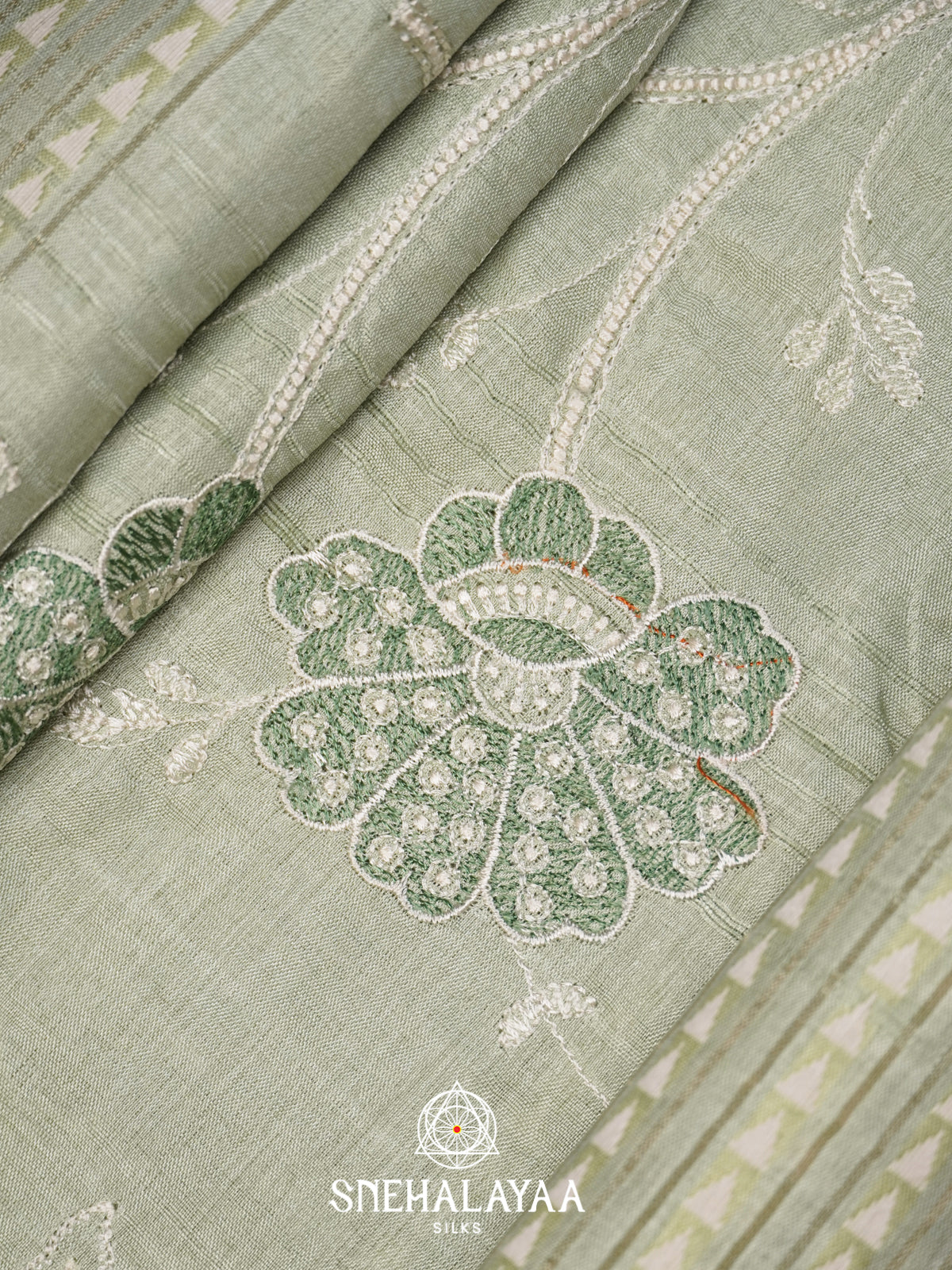 Sage Green Tussar Saree