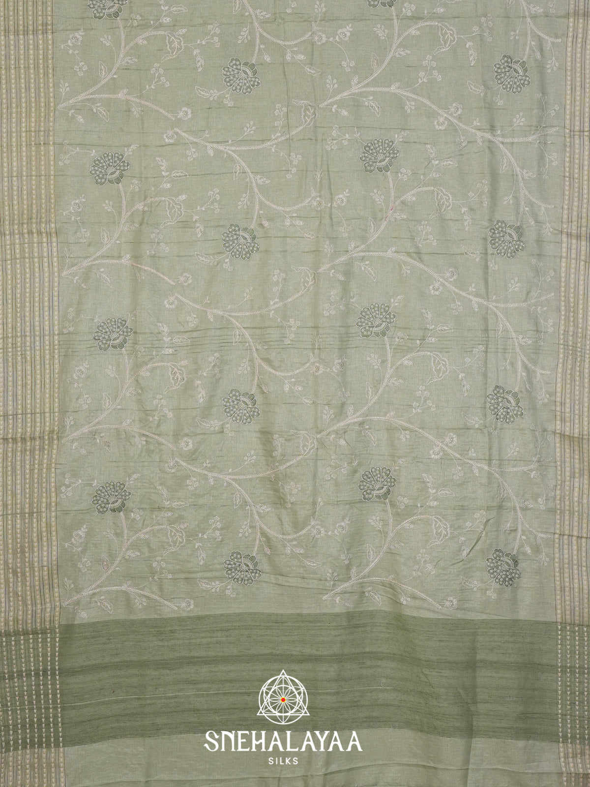 Sage Green Tussar Saree