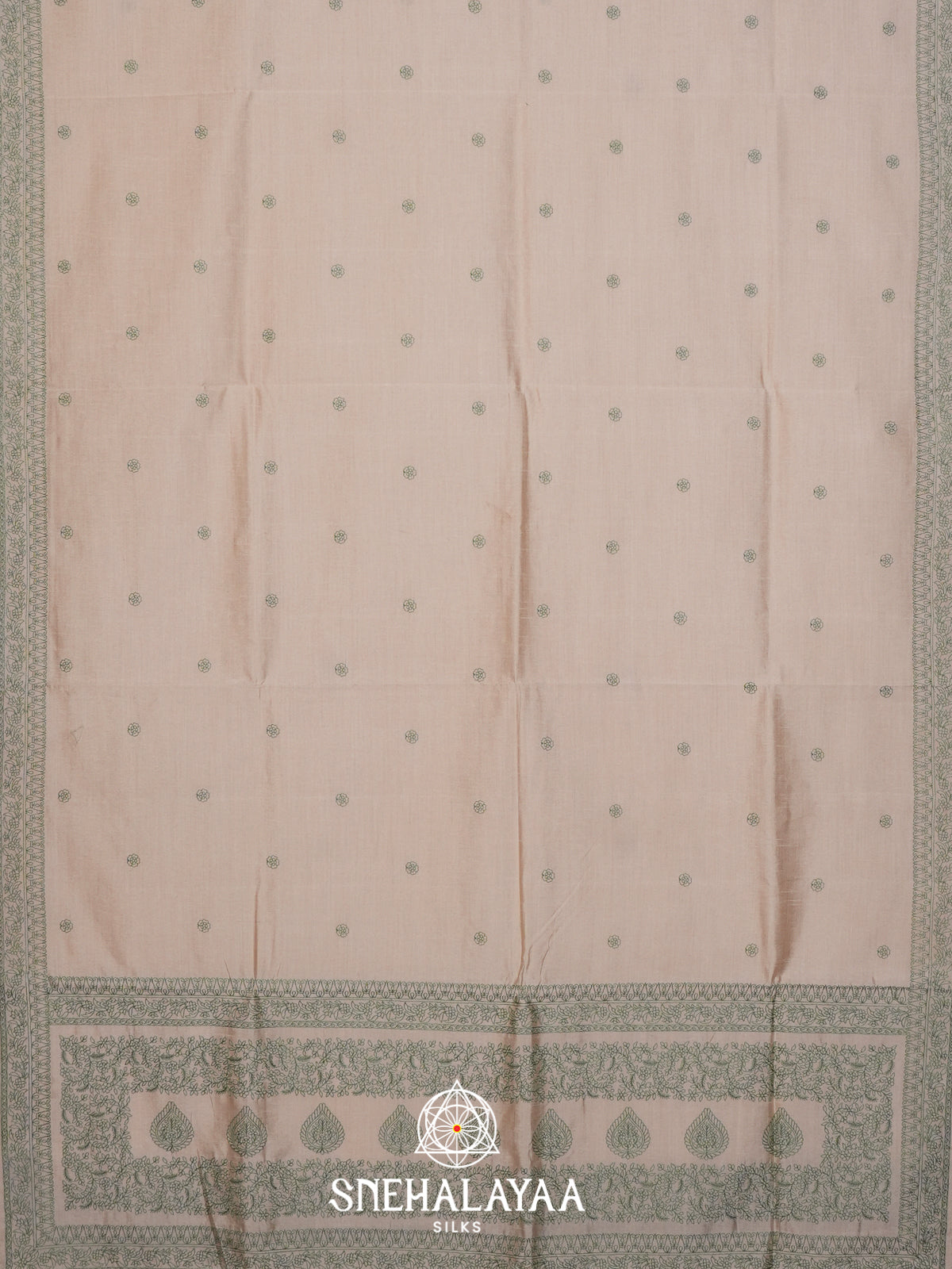 Beige Tussar Saree