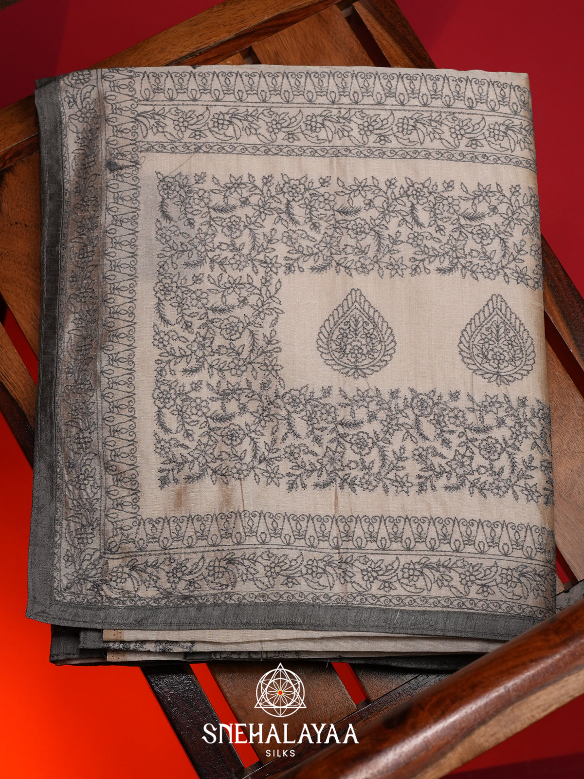 Beige Tussar Saree