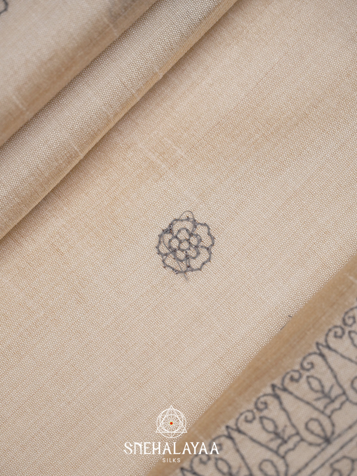 Beige Tussar Saree