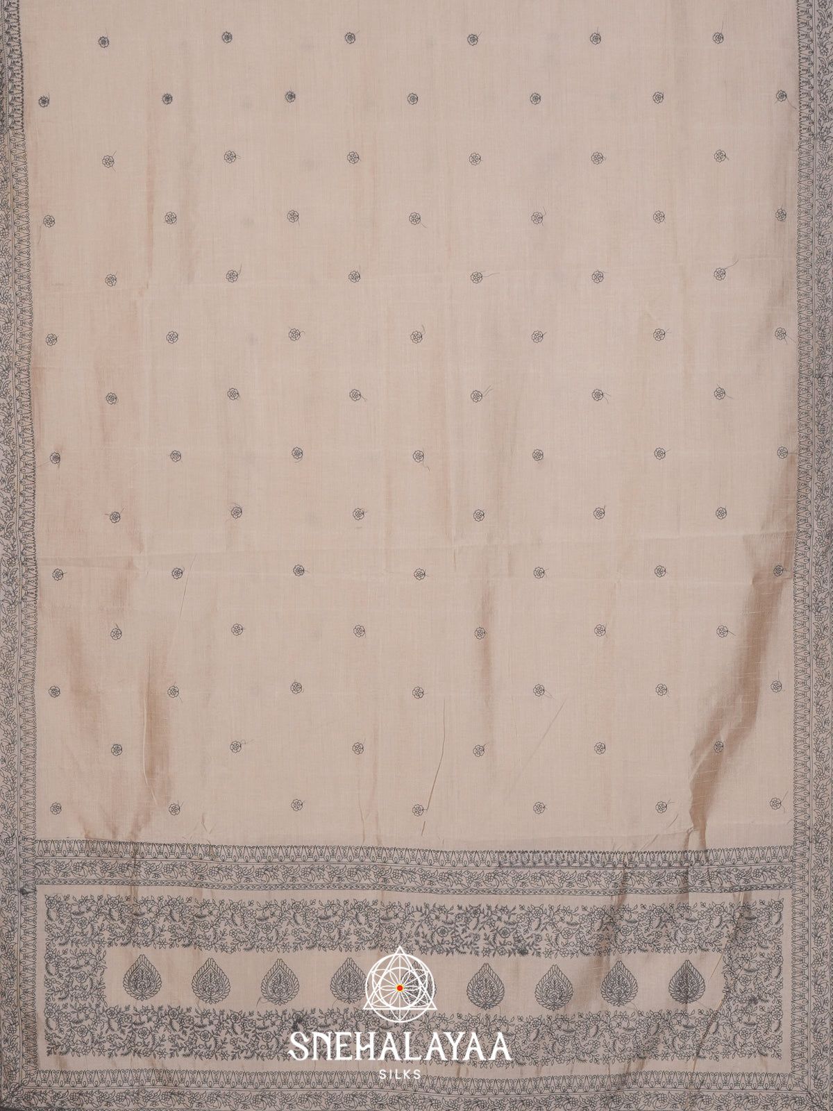 Beige Tussar Saree