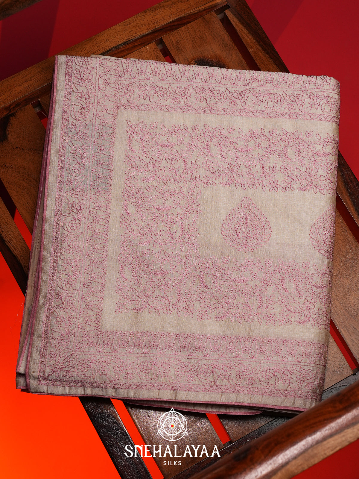 Beige Tussar Saree
