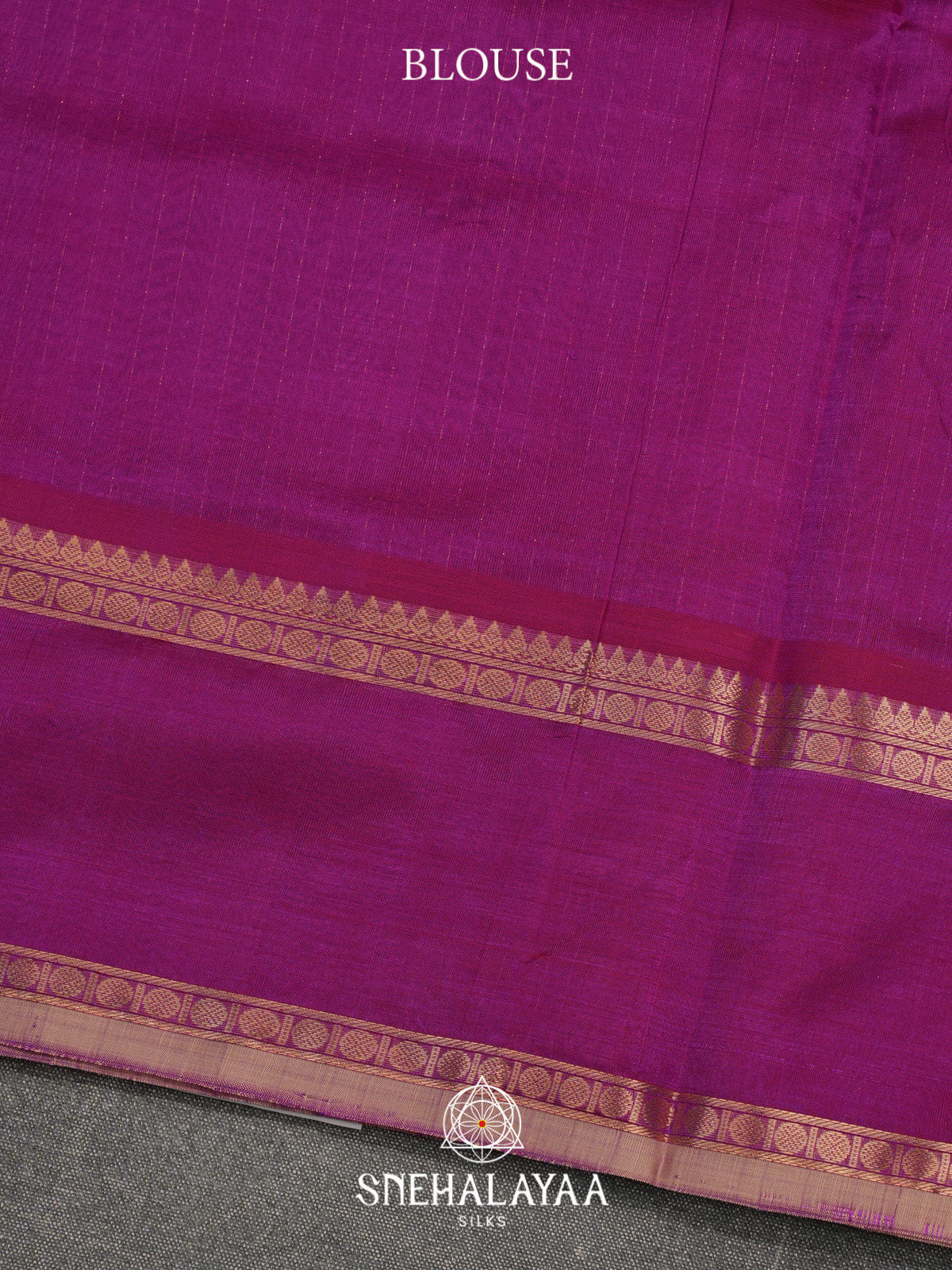 Magenta Striped Silk Cotton Saree with Gold Zari Border