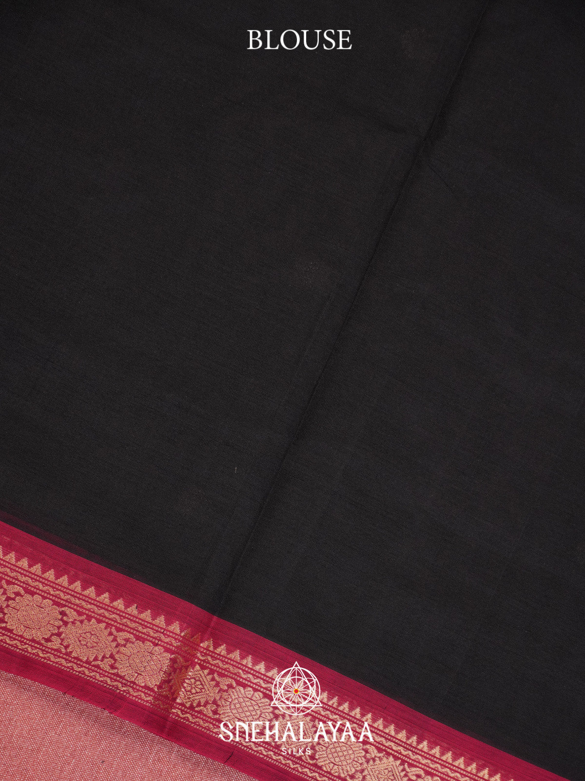 Black Silk Cotton Saree with Gold Zari Buttas and Rani Pink Zari Border