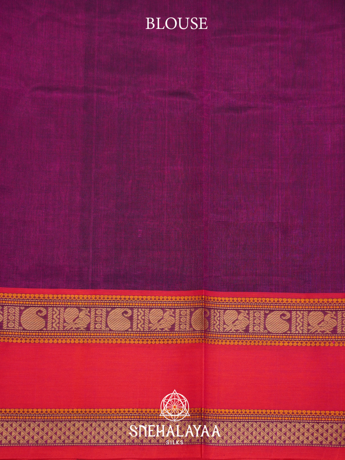 Purple Checks Silk Cotton Saree with Red Border