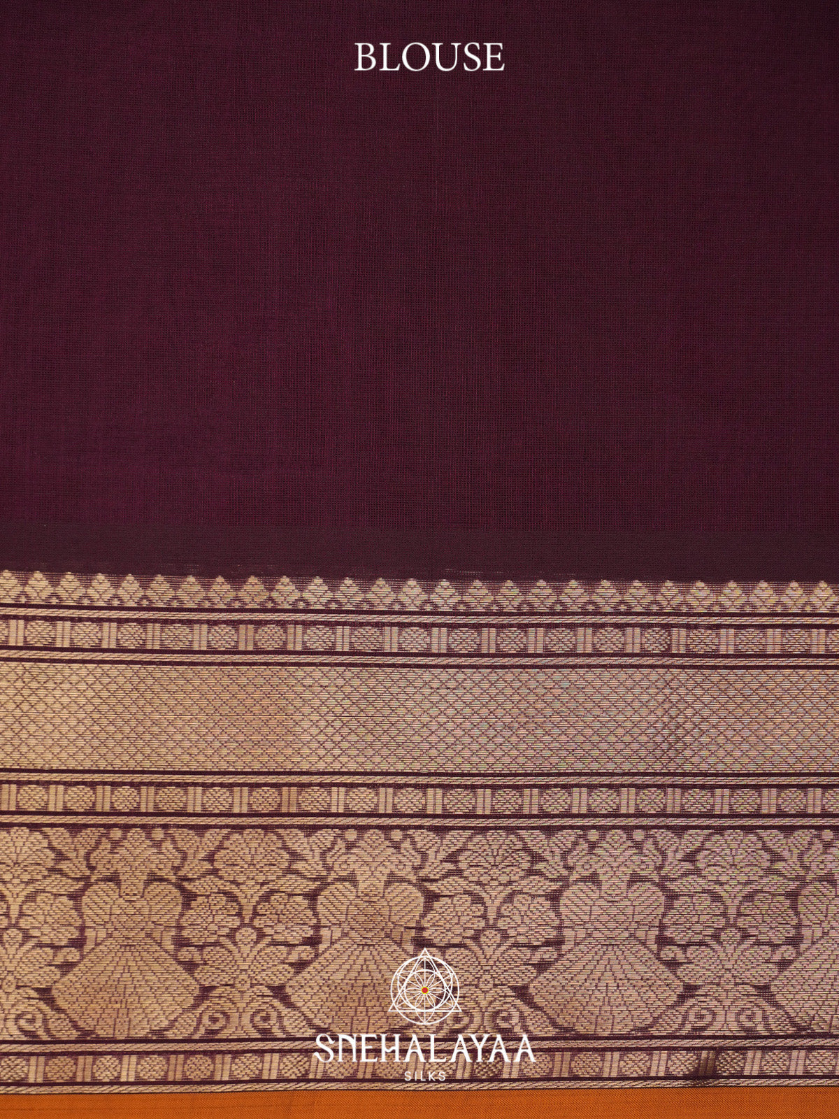 Wine Silk Cotton Saree with Gold Zari Buttas and Zari Border