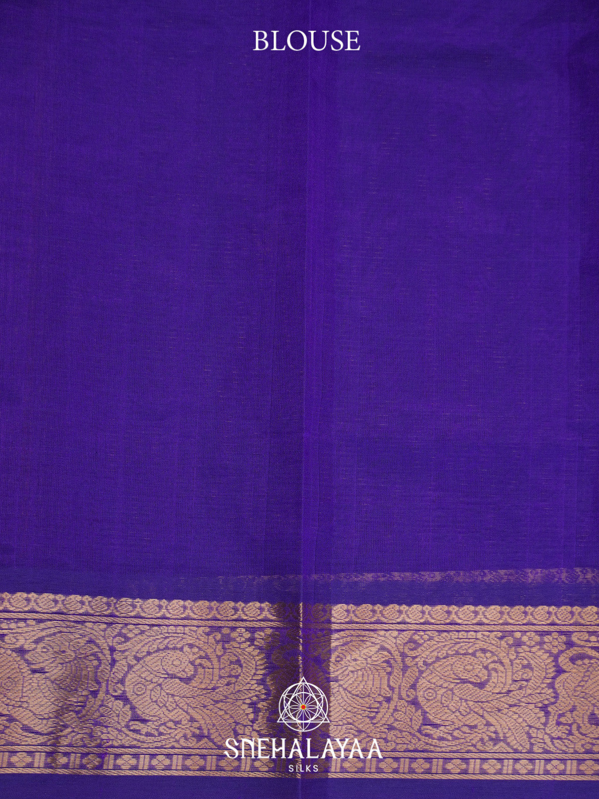 Royal Purple Striped Silk Cotton Saree with Gold Zari Buttas and Zari Border