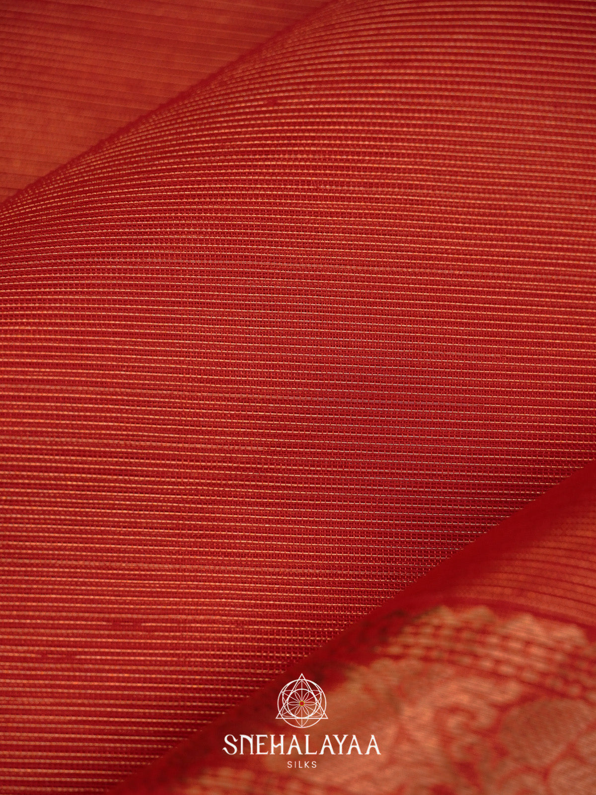 Red Silk Cotton Saree with Gold Zari Border