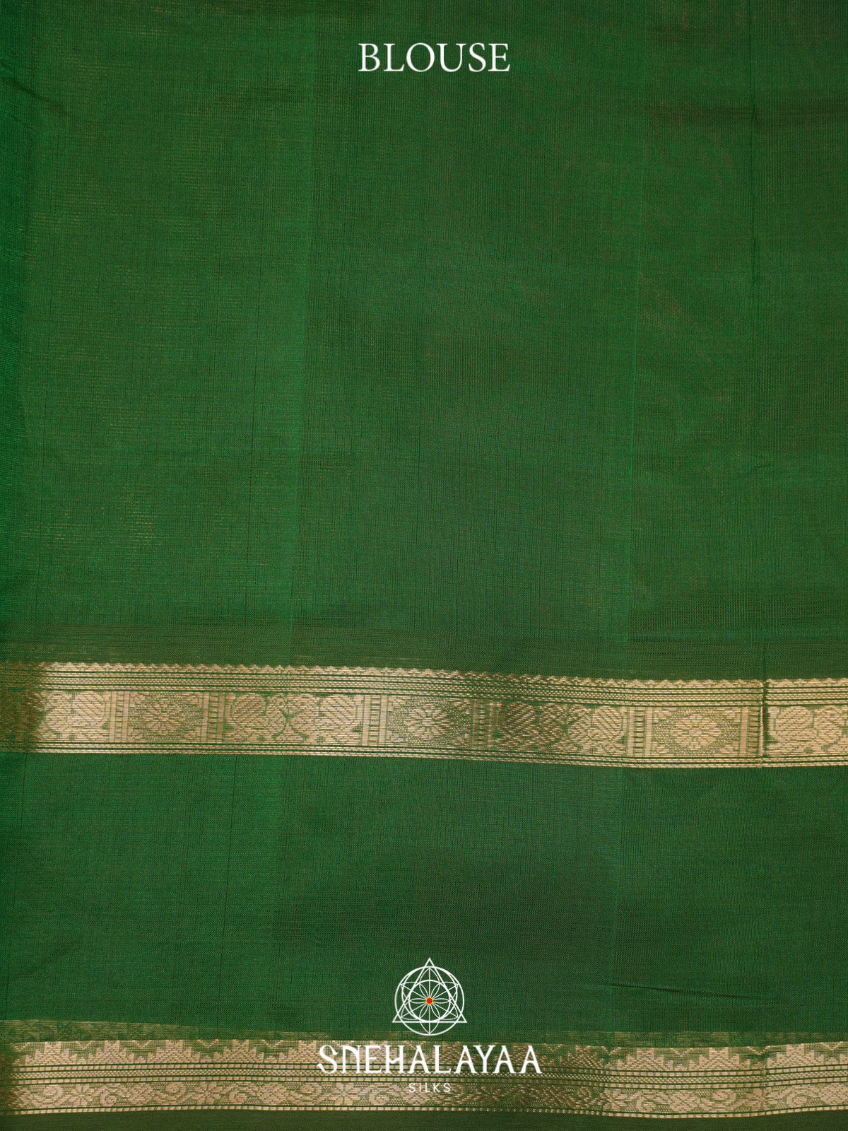 Olive Green Checks Silk Cotton Saree with Gold Zari Border