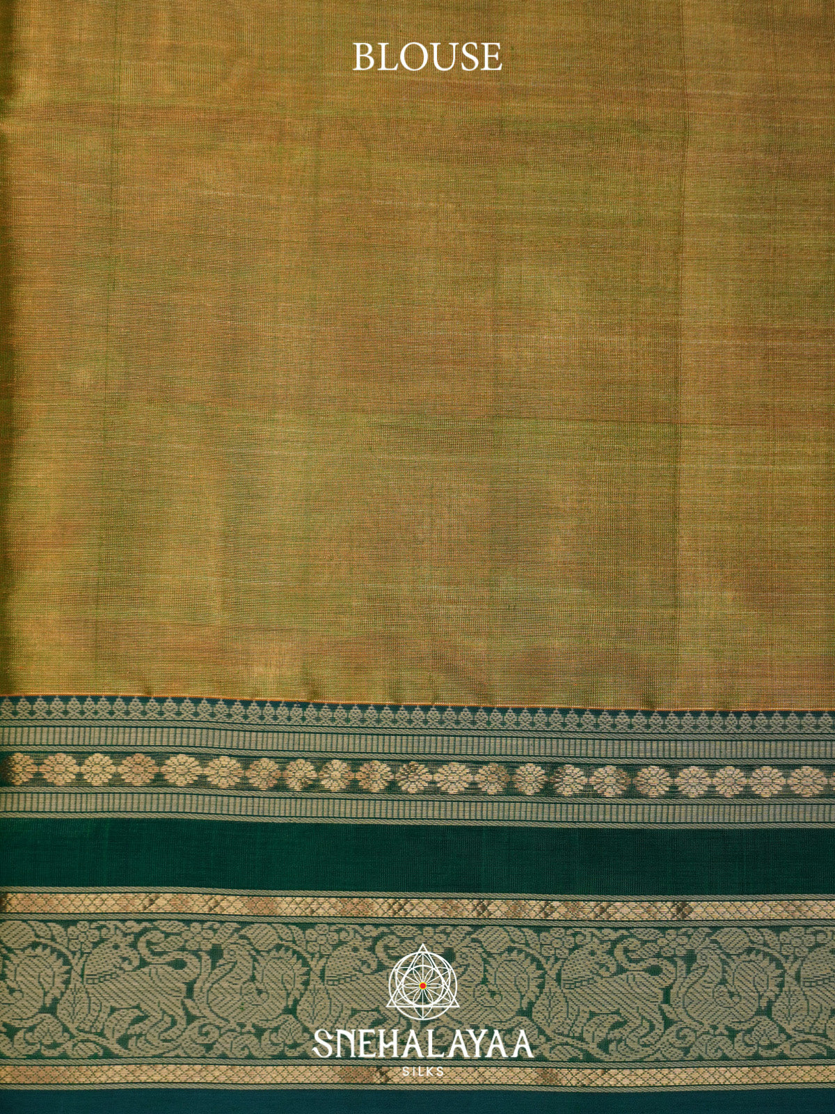 Antique Gold Checks Silk Cotton Saree with Gold Zari Border