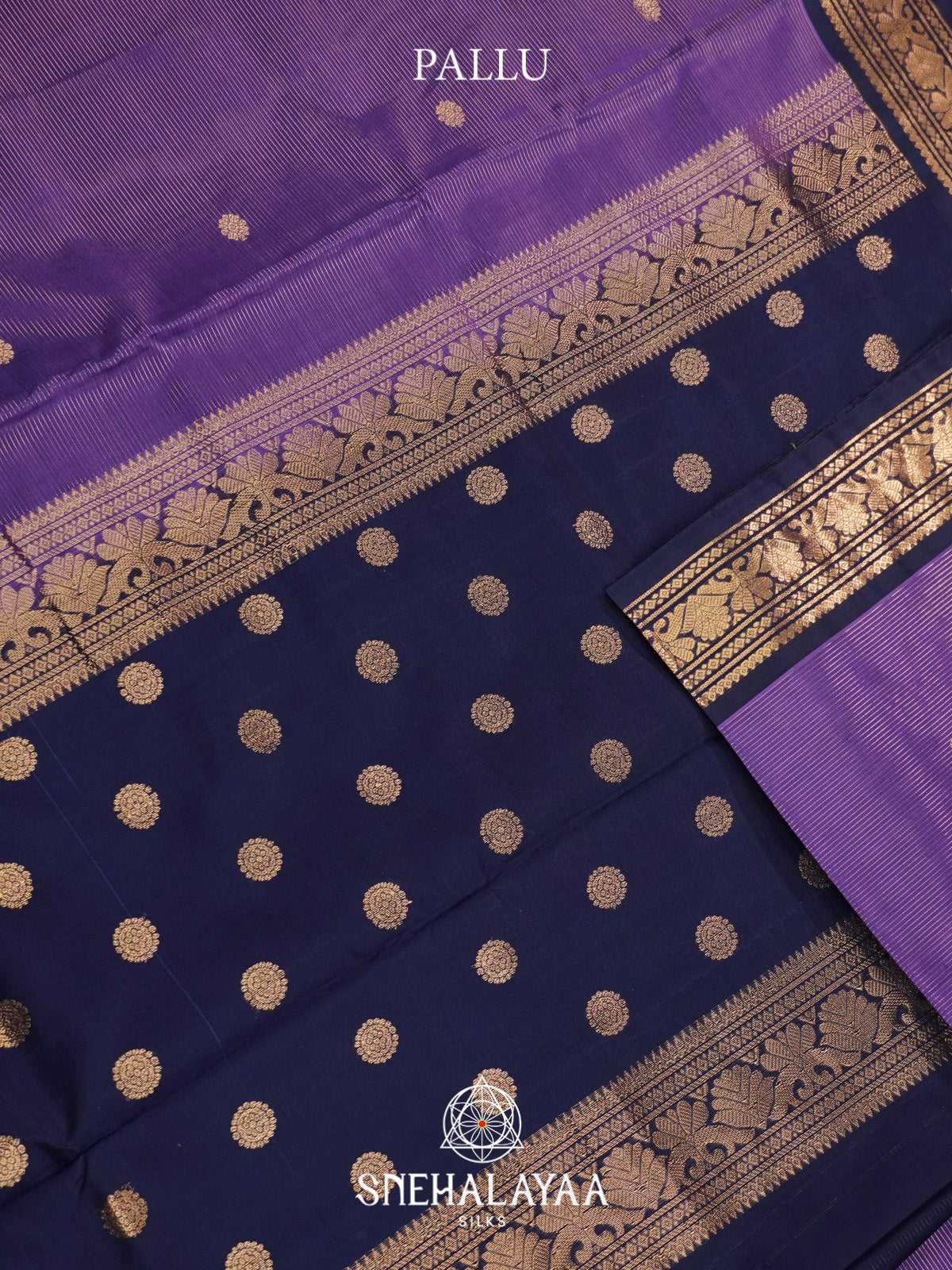 Purple Striped Silk Cotton Saree with Gold Zari Border