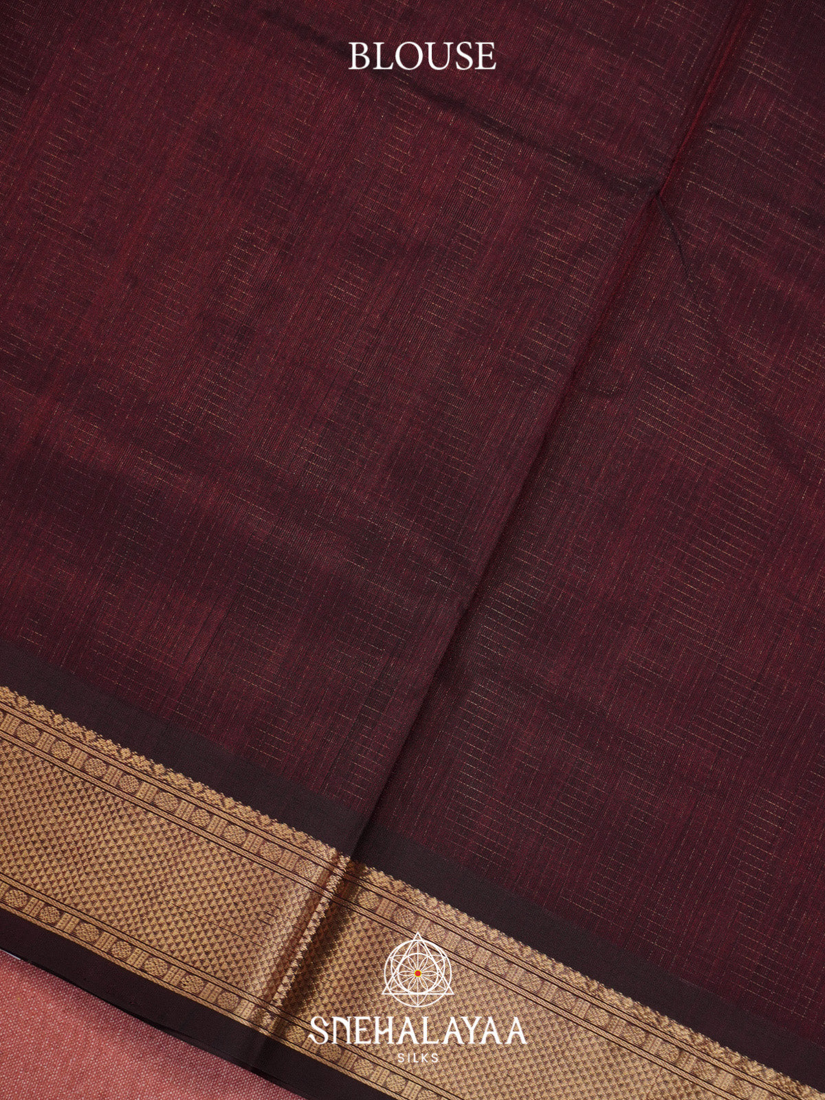 Maroon Checks Silk Cotton Saree with Gold Zari Border