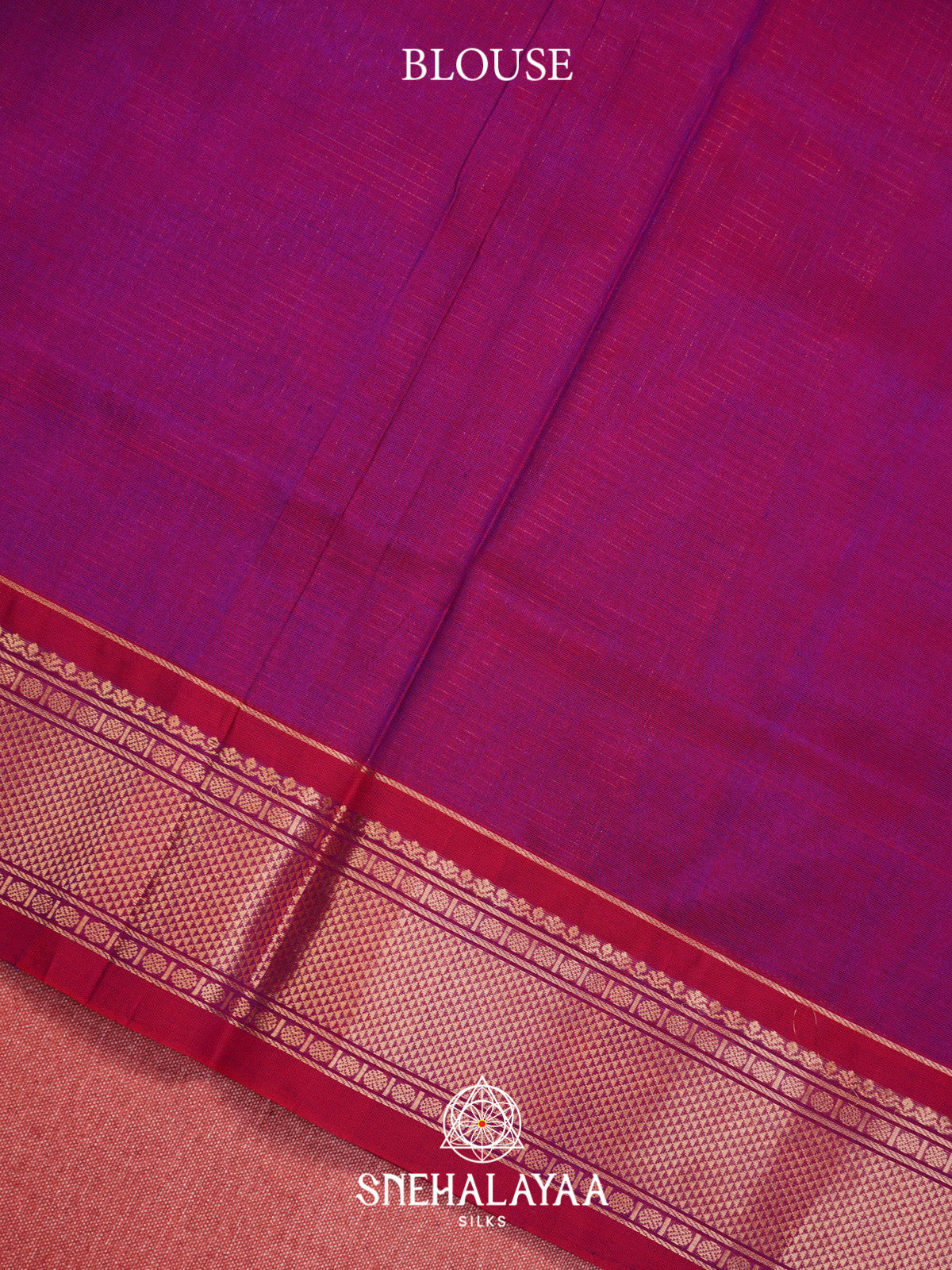 Magenta Checks Silk Cotton Saree with Gold Zari Border
