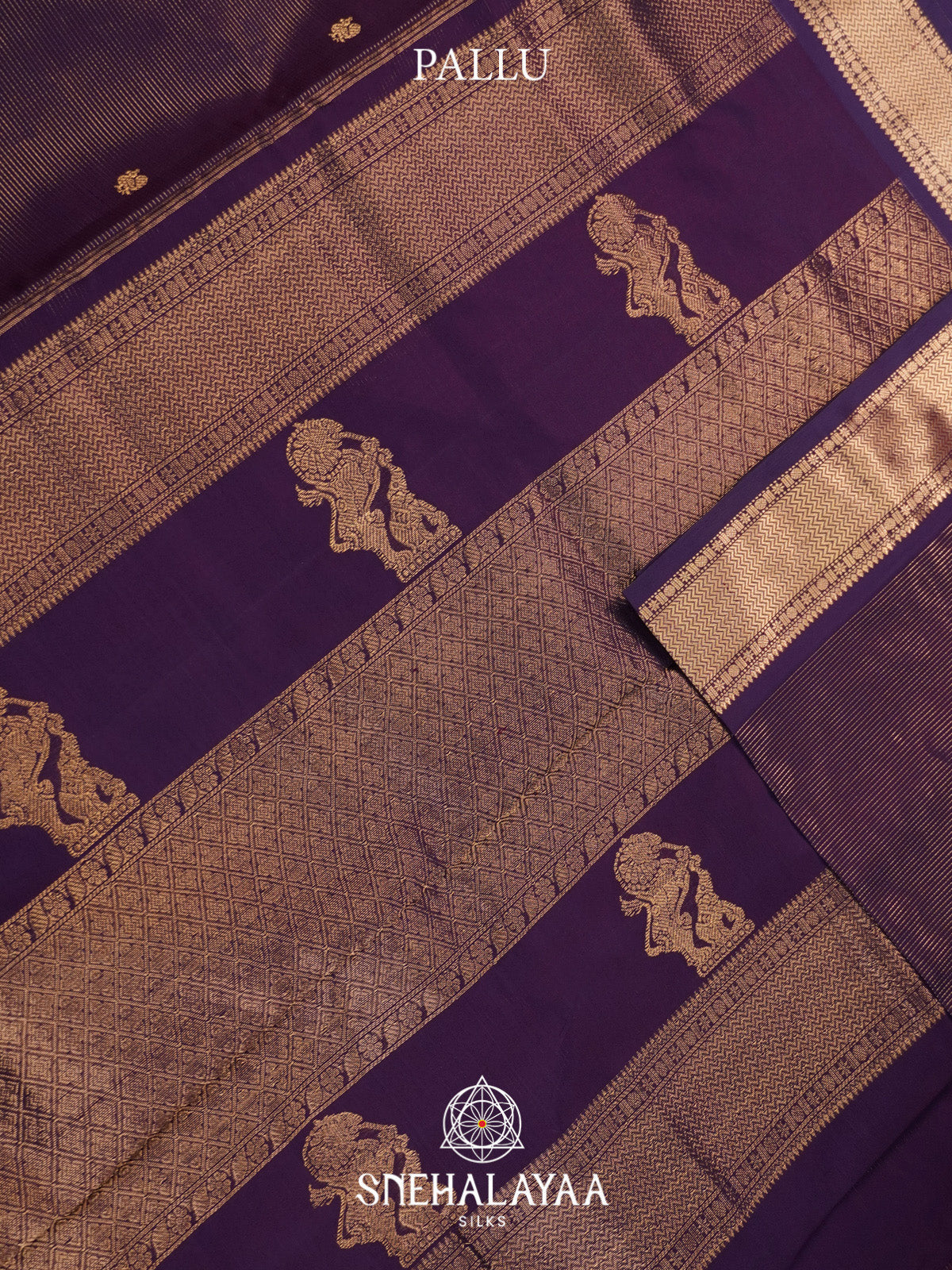Purple Striped Silk Cotton Saree with Gold Zari Border