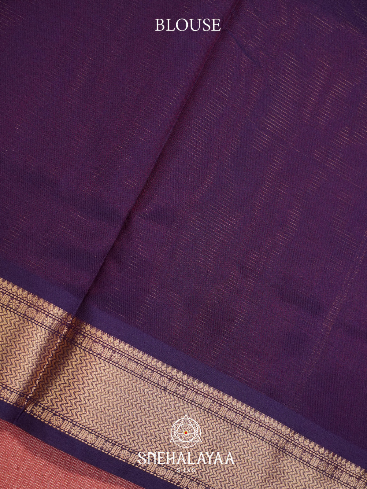 Purple Striped Silk Cotton Saree with Gold Zari Border