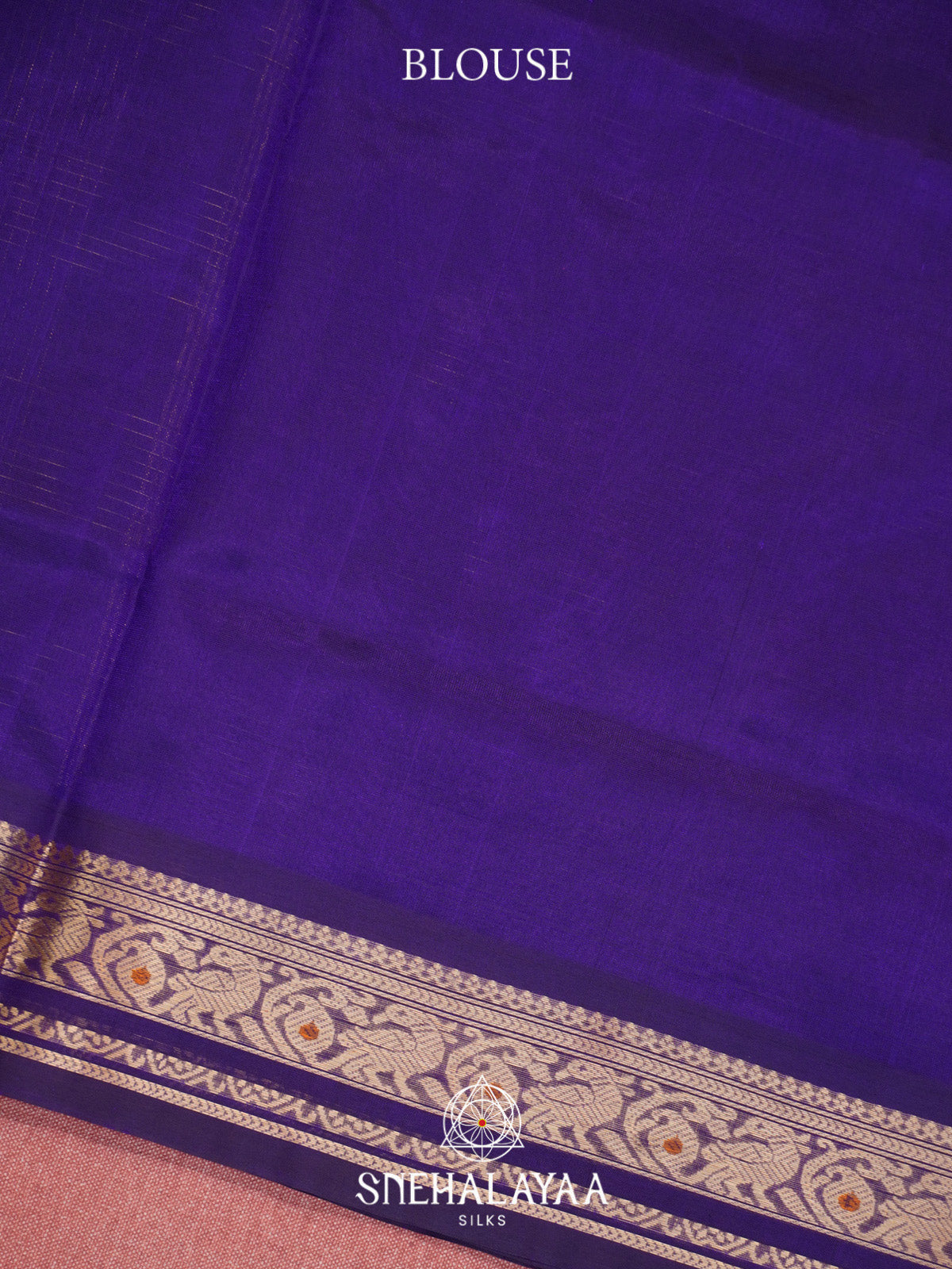 Royal Purple Checks Silk Cotton Saree with Gold Zari Border
