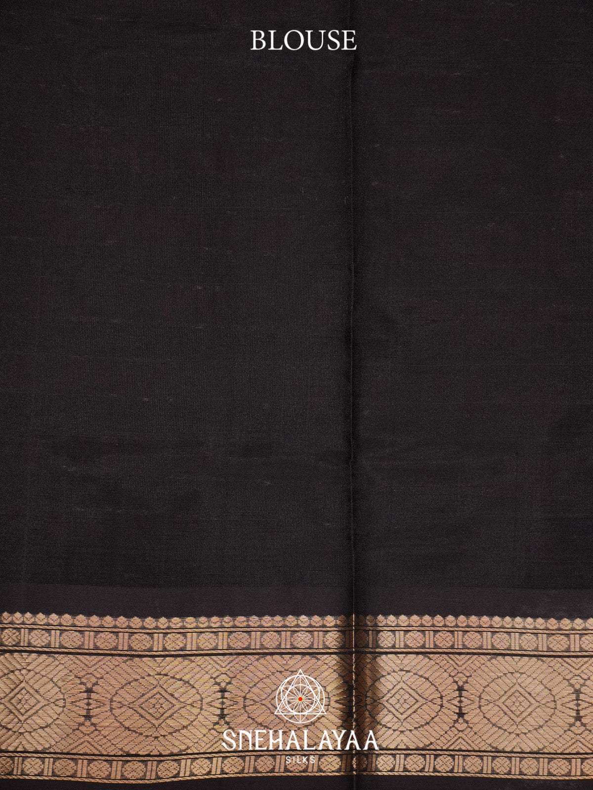 Black and Rust  Striped Silk Cotton Saree with Gold Zari Border