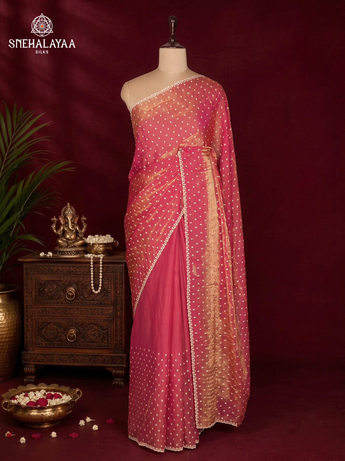 Peach Designer Saree