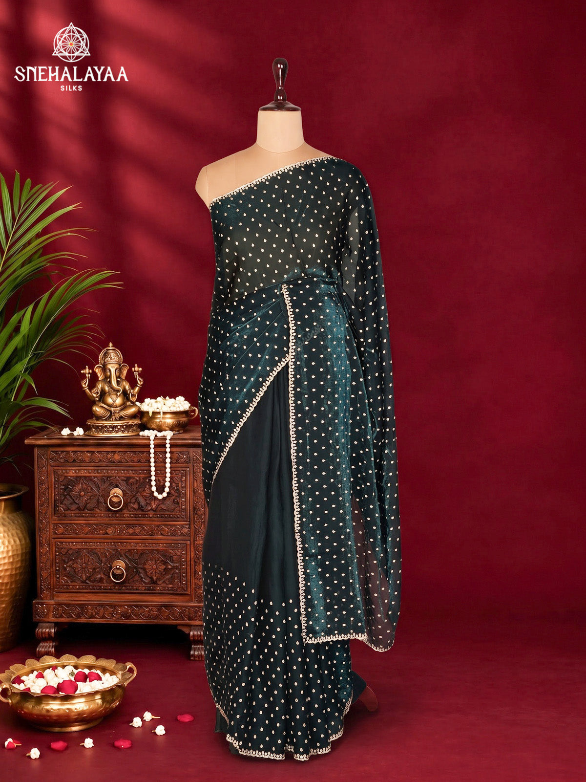 Peacock Blue Designer Saree