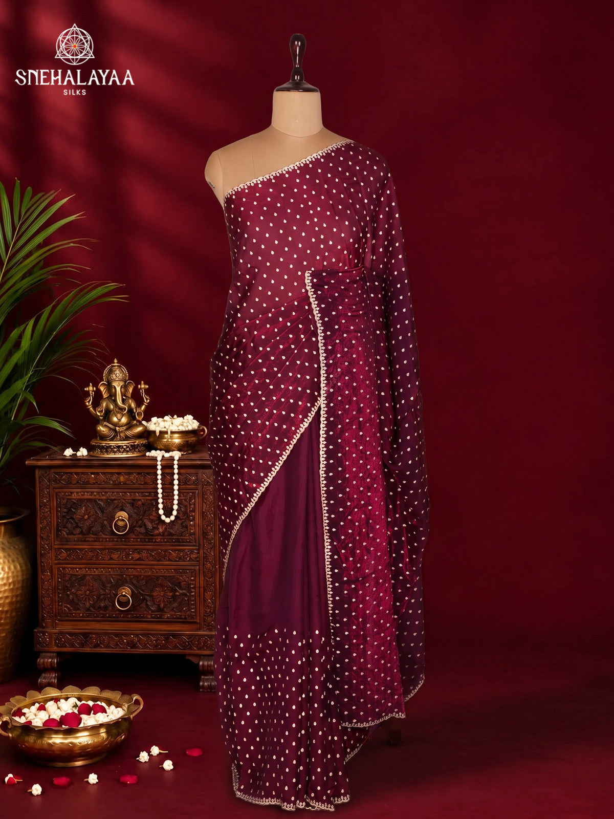 Burgundy Designer Saree