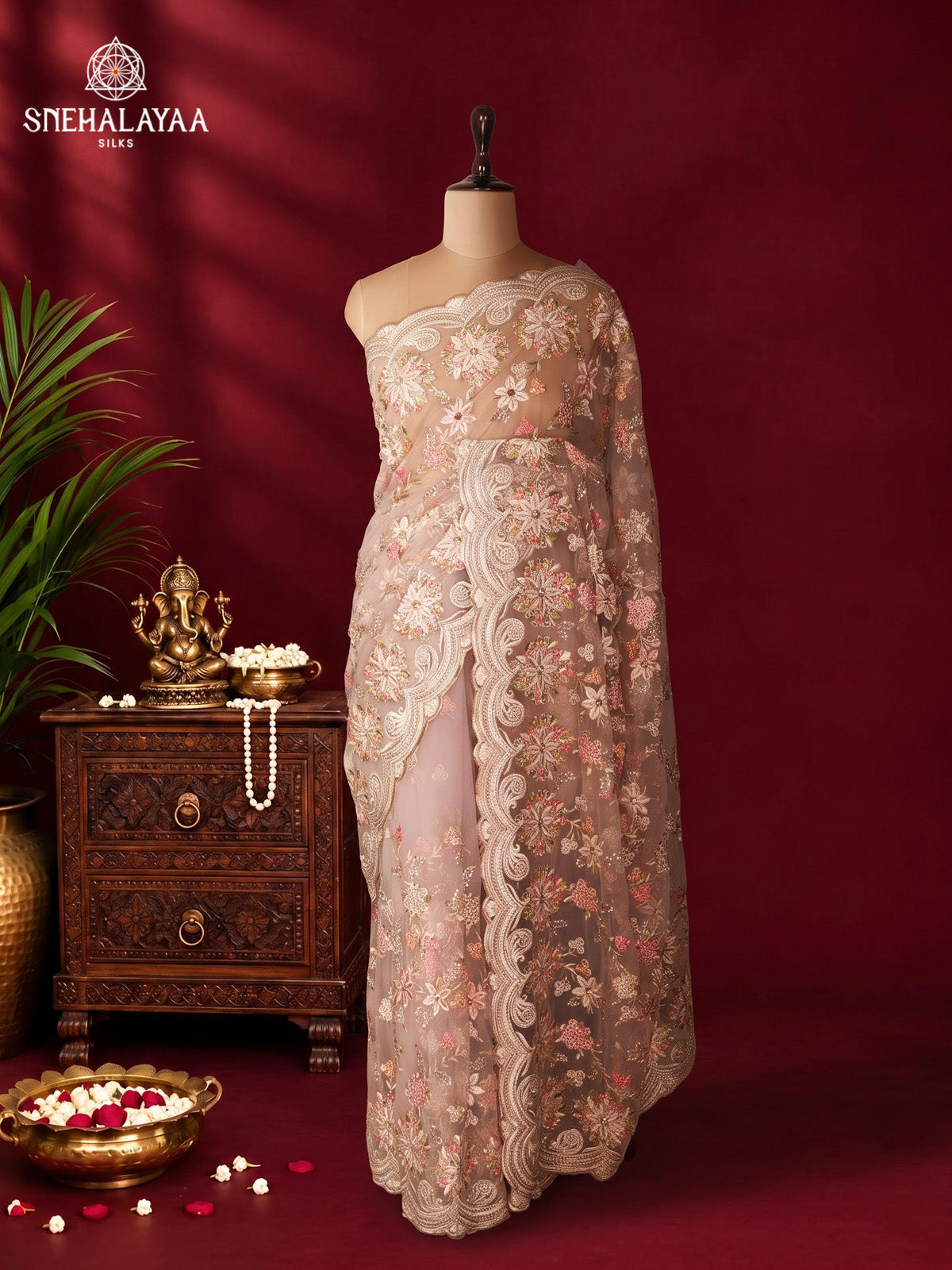 Peach Designer Saree