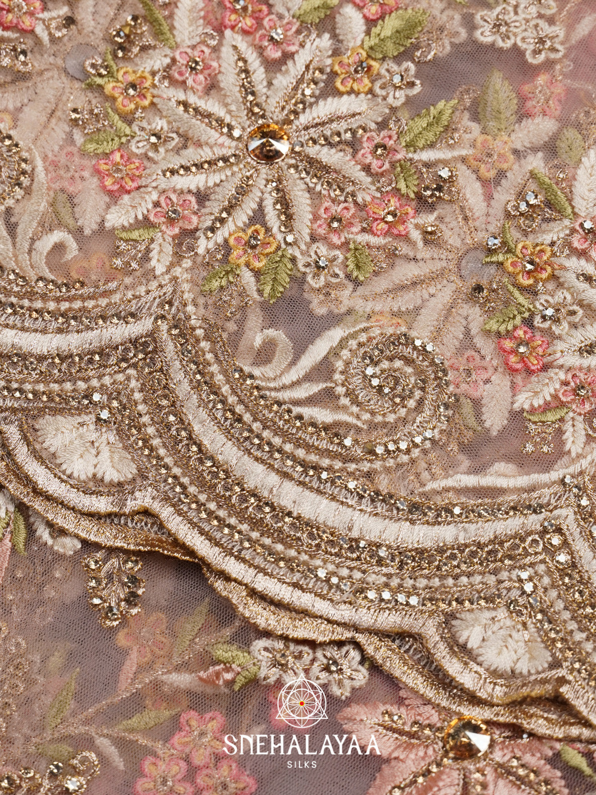 Peach Designer Saree