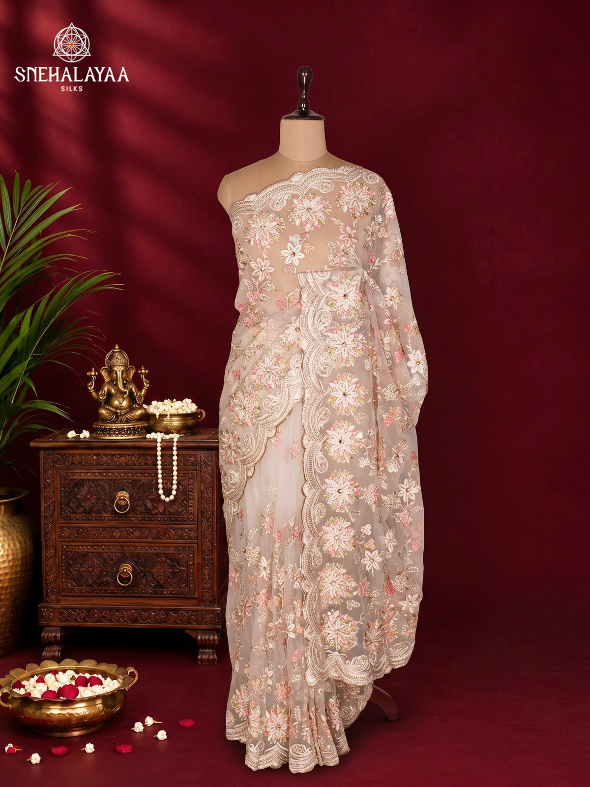 White Designer Saree