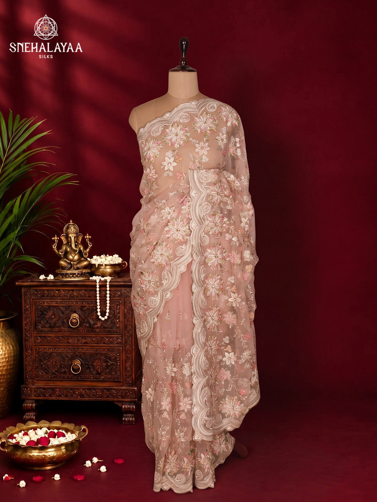 Baby Pink Designer Saree