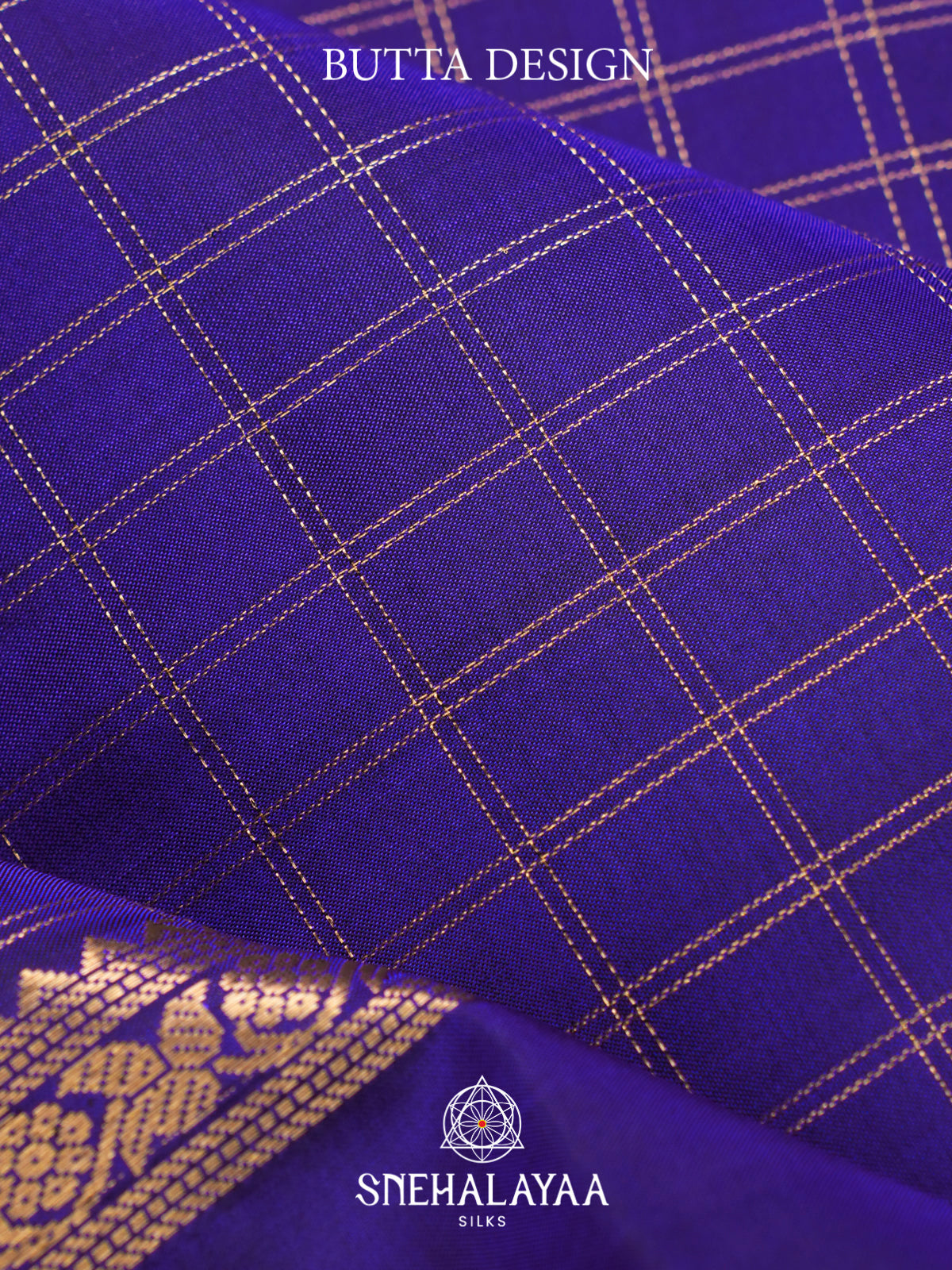 Royal Blue Checked Kanjivaram Silk Saree