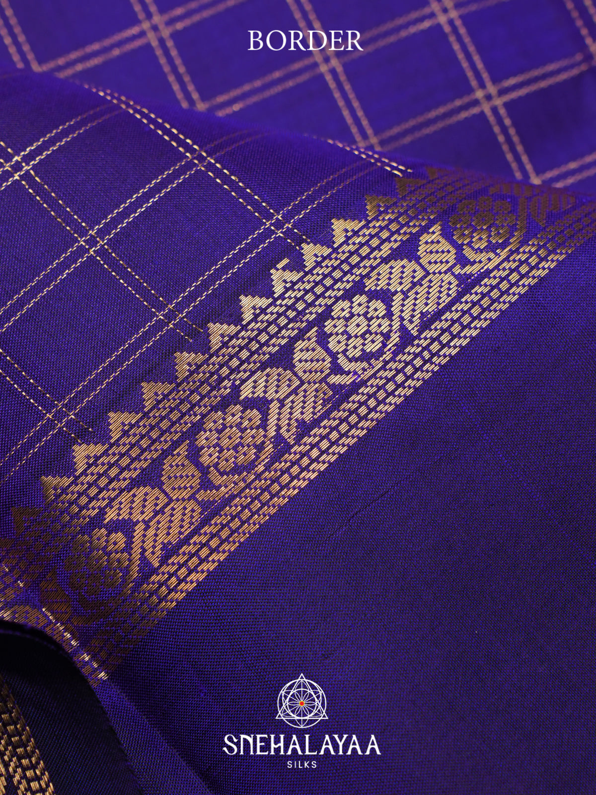 Royal Blue Checked Kanjivaram Silk Saree