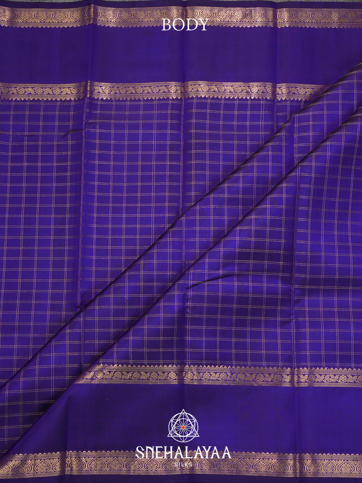 Royal Blue Checked Kanjivaram Silk Saree