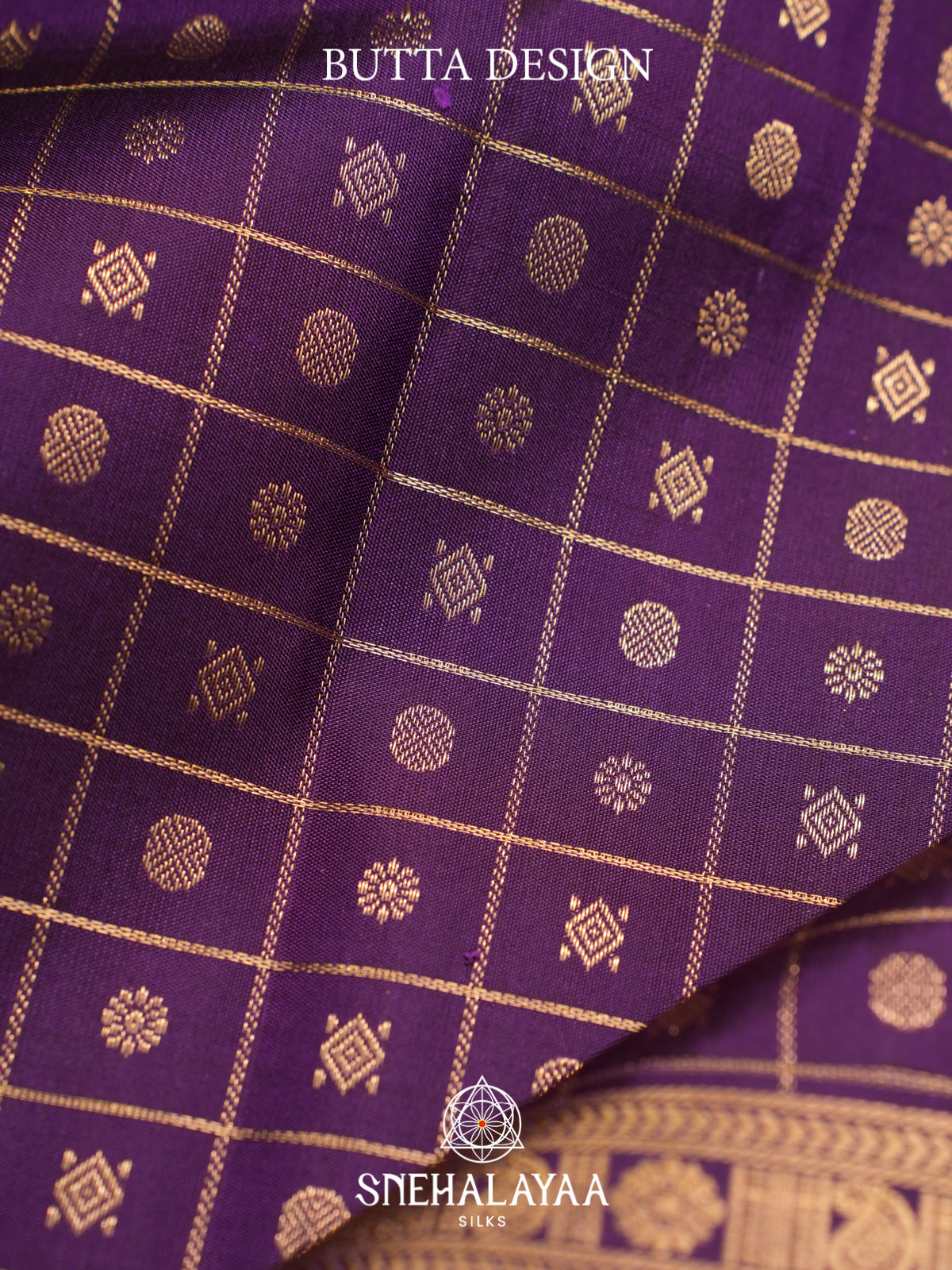 Purple Kanjivaram Silk Saree with Gold Zari Checks