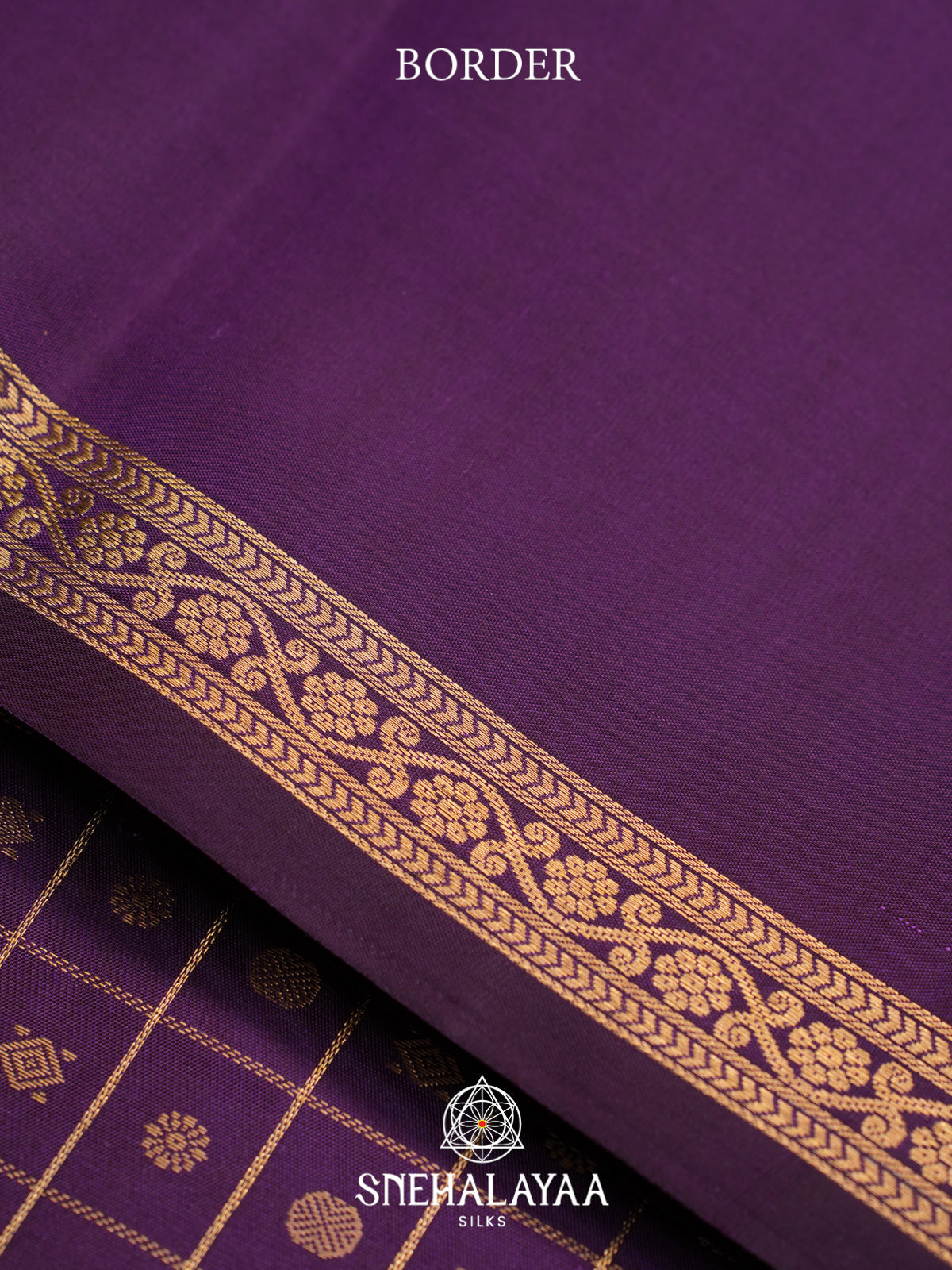 Purple Kanjivaram Silk Saree with Gold Zari Checks