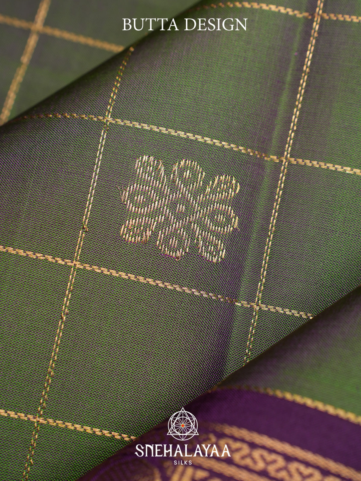 Green Kanjivaram Silk Saree with Purple Zari Border