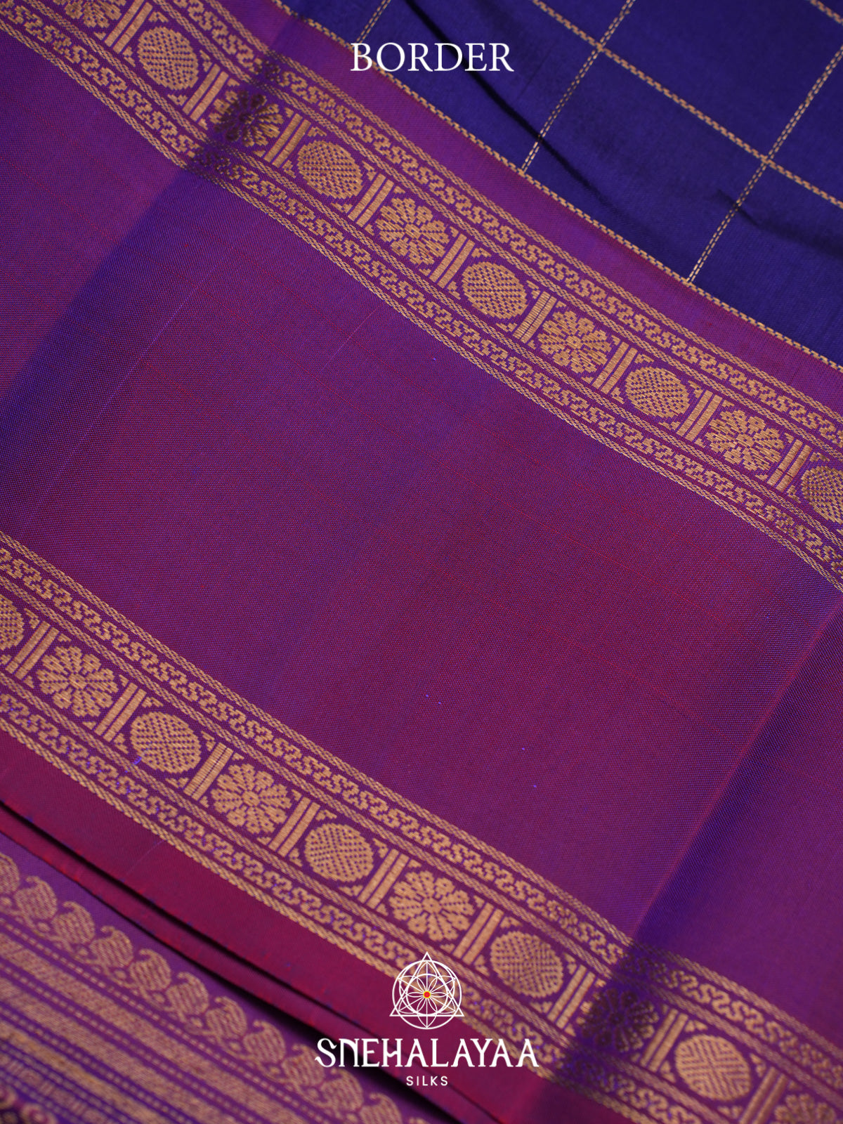 Royal Blue Blue Kanjivaram Silk Saree with Magenta Zari Border