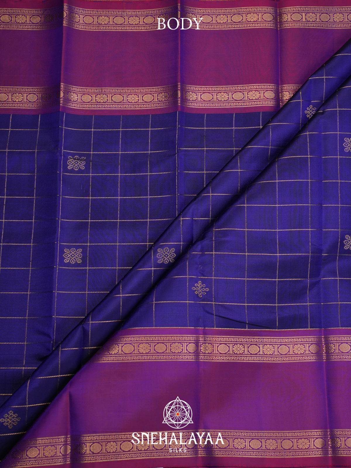 Royal Blue Blue Kanjivaram Silk Saree with Magenta Zari Border